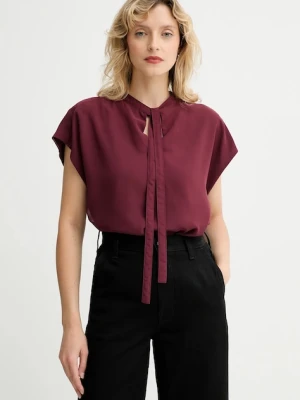 Calvin Klein bluzka damska kolor bordowy gładka LV044D134G