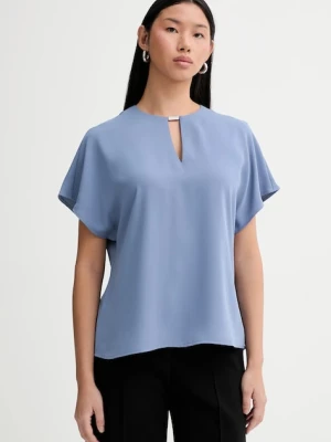 Calvin Klein bluzka damska kolor niebieski gładka LV044E902G