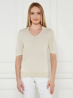 Calvin Klein Bluzka | Regular Fit | z dodatkiem jedwabiu