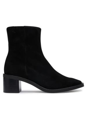 Calvin Klein Botki Block Heel Ank Boot Suede HW0HW03221 Czarny