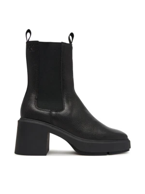 Calvin Klein Botki Block Heel Chelsea Boot Lth HW0HW03694 Czarny