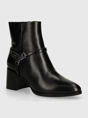 Calvin Klein botki skórzane ANKLE BOOT 55 W/HW LTH damskie kolor czarny na słupku HW0HW02095