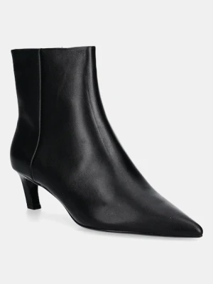 Calvin Klein botki skórzane ESS KITTEN HEEL ANKLE BOOT kolor czarny na szpilce HW0HW02586