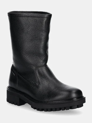Calvin Klein botki skórzane FLAT BIKER BOOT LTH