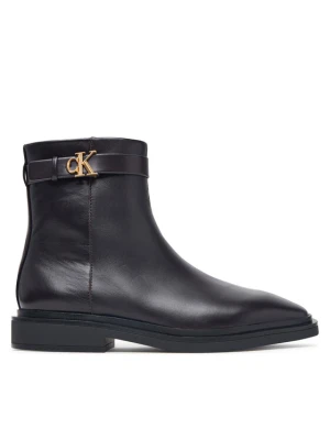 Calvin Klein Botki Square Ankle Boot Lth Mg Hdw HW0HW03186 Brązowy ciemny
