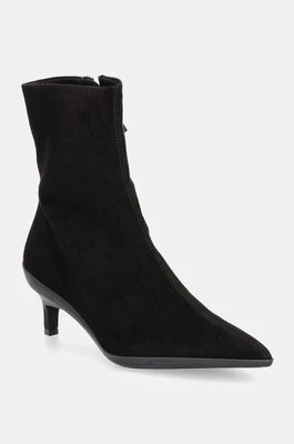 Calvin Klein botki zamszowe HEEL ANKLE BOOT 50 SUE damskie kolor czarny na szpilce HW0HW02233