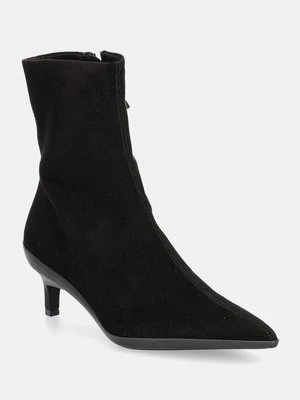 Calvin Klein botki zamszowe HEEL ANKLE BOOT 50 SUE damskie kolor czarny na szpilce HW0HW02233