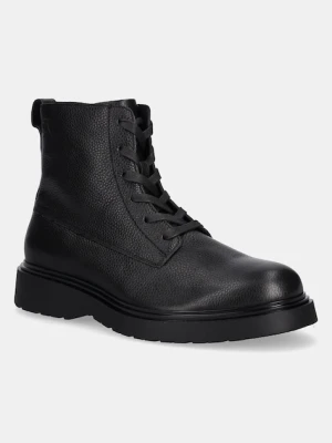 Calvin Klein buty skórzane COMBAT ESS LACE UP ZIP BOOT LTH czarny