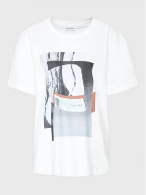 Calvin Klein Curve T-Shirt Inclu Photo Print K20K205462 Biały Regular Fit