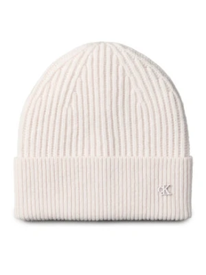 Calvin Klein Czapka Ck Metal Wool Beanie LV04D8032G Écru