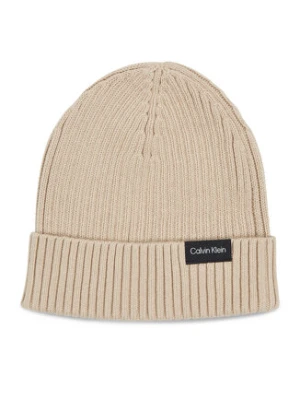 Calvin Klein Czapka Classic Cotton Rib Beanie K50K510982 Beżowy