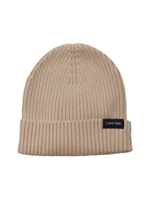 Calvin Klein Czapka CLASSIC RIB BEANIE | z dodatkiem kaszmiru