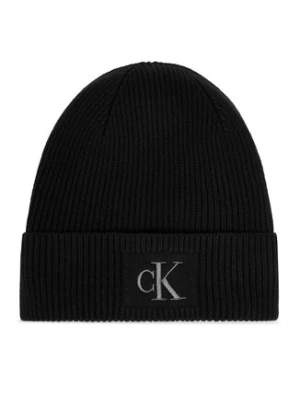 Calvin Klein Czapka Embroidered Rib Cotton Beanie LV04F8097G Czarny