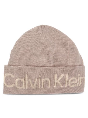 Calvin Klein Czapka Logo Reverso Tonal Beanie K60K611151 Beżowy