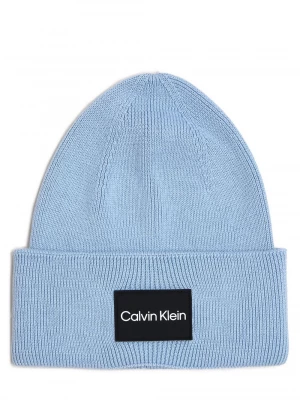 Calvin Klein Czapka męska Mężczyźni Bawełna niebieski jednolity,