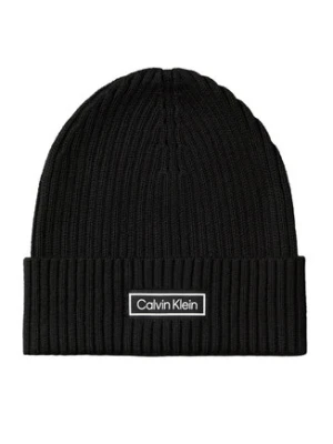 Calvin Klein Czapka Patch Chunky Rib Cotton Beanie LV04D8053G Czarny