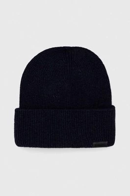 Calvin Klein czapka wełniana kolor czarny z cienkiej dzianiny wełniana