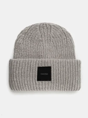 Calvin Klein czapka wełniana kolor szary z grubej dzianiny wełniana K50K512357