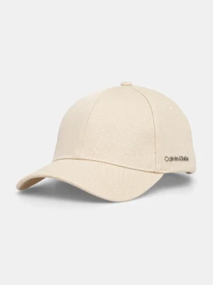 Calvin Klein czapka z daszkiem bawełniana kolor beżowy gładka K60K612910