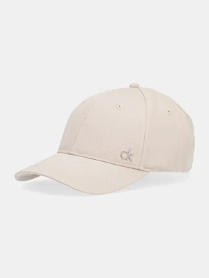 Calvin Klein czapka z daszkiem bawełniana kolor beżowy z aplikacją K60K613102