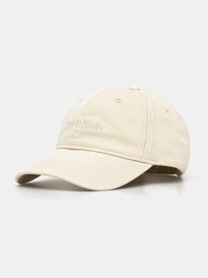 Calvin Klein czapka z daszkiem bawełniana kolor beżowy z aplikacją LV04K5065G