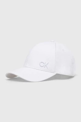 Calvin Klein czapka z daszkiem bawełniana kolor biały z aplikacją