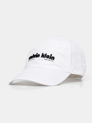 Calvin Klein czapka z daszkiem bawełniana kolor biały z aplikacją LV04G5061G