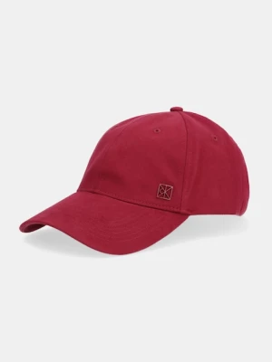 Calvin Klein czapka z daszkiem bawełniana kolor bordowy LV04F5059G