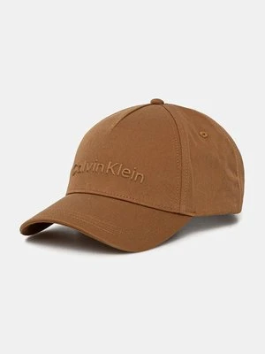 Calvin Klein czapka z daszkiem bawełniana kolor brązowy gładka K50K511987