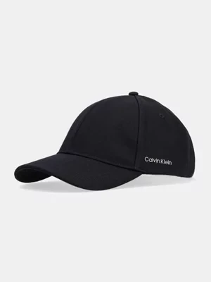 Calvin Klein czapka z daszkiem bawełniana kolor czarny gładka K60K612910