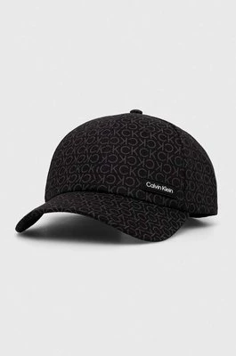 Calvin Klein czapka z daszkiem bawełniana kolor czarny wzorzysta