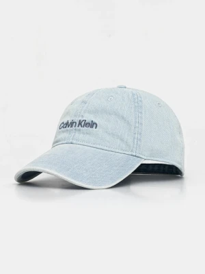 Calvin Klein czapka z daszkiem bawełniana kolor niebieski z aplikacją LV04K5065G