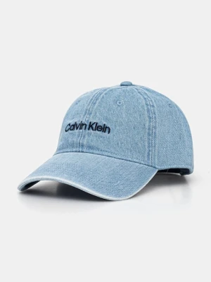 Calvin Klein czapka z daszkiem bawełniana kolor niebieski z aplikacją LV04K5065G
