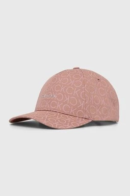 Calvin Klein czapka z daszkiem bawełniana kolor różowy wzorzysta