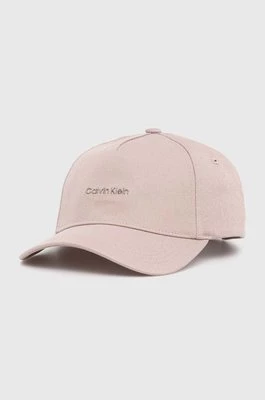Calvin Klein czapka z daszkiem bawełniana kolor różowy z aplikacją K60K612764