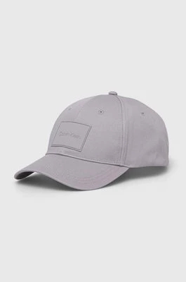 Calvin Klein czapka z daszkiem bawełniana kolor szary z aplikacjąCHEAPER
