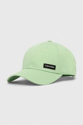 Calvin Klein czapka z daszkiem bawełniana kolor zielony