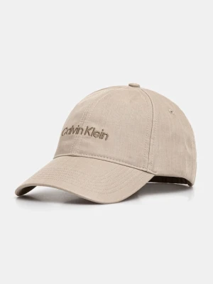 Calvin Klein czapka z daszkiem kolor beżowy z aplikacją LV04D5024G