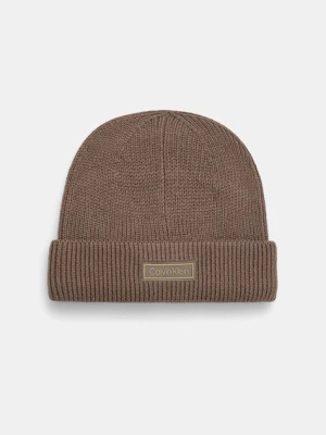 Calvin Klein czapka z dodatkiem wełny kolor brązowy LV04D8058G