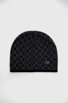 Calvin Klein czapka z domieszką kaszmiru kolor czarny z cienkiej dzianiny