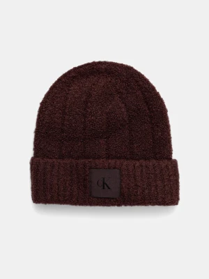 Calvin Klein czapka z wełną brązowy