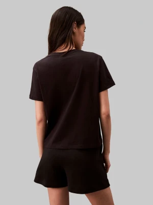Calvin Klein Damska koszulka do spania Kobiety Bawełna czarny jednolity,