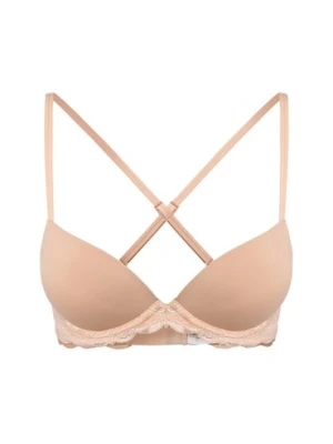 Calvin Klein Damski biustonosz push-up - usztywniany - Demi Kobiety Sztuczne włókno beżowy jednolity,
