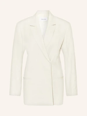 Calvin Klein Długi Blezer Z Dodatkiem Lnu beige