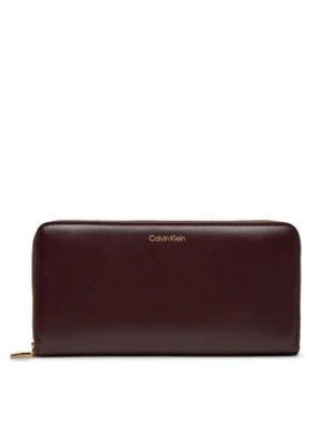 Calvin Klein Duży Portfel Damski Ck Large Zip Around LV04F1093G Bordowy