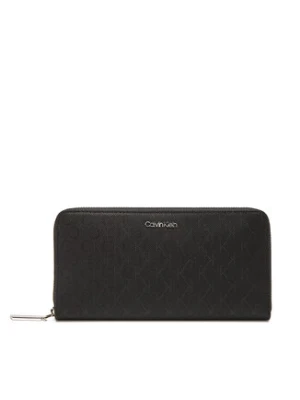 Calvin Klein Duży Portfel Damski Ck Must Aop Large Zip Around LV04F1073G Czarny
