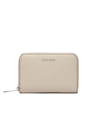 Calvin Klein Duży Portfel Damski Foil Logo Medium Zip Around LV04F1091G Beżowy