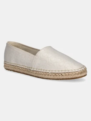 Calvin Klein espadryle FLAT ESPADRILLE - JACQ kolor beżowy HW0HW02467