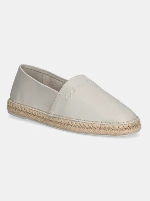 Calvin Klein espadryle skórzane ESPADRILLE LTH kolor szary HM0HM01882