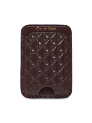 Calvin Klein Etui na karty kredytowe Aop Leather Magnetic Card Case LV04F1100G Bordowy